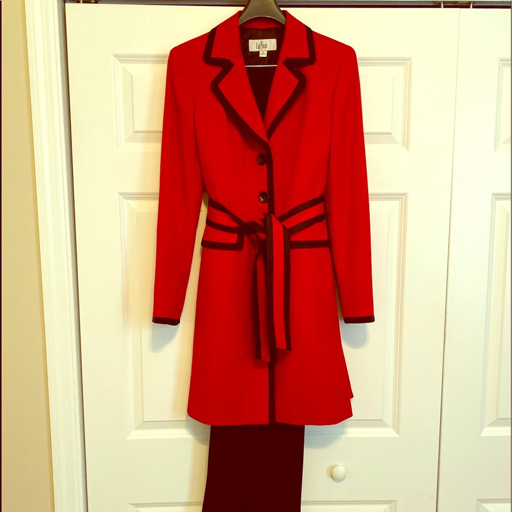 Red 2-piece pantsuit by LeSuit